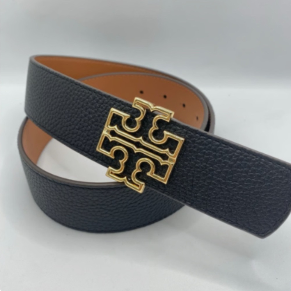 Tory Burch Black Belt with Gold Logo